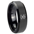 8mm Stigma Sangrando Berserk Inspired Beveled Edge Polish Black Tungsten Ring