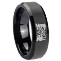 8mm Zelda Link Beveled Edge Polish Black Tungsten Ring