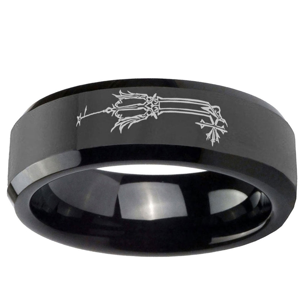 5mm Geekery Oathkeeper Kingdom Hearts Beveled Edge Polish Black Tungsten Ring