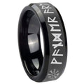 8mm Viking Beveled Edge Polish Black Tungsten Ring