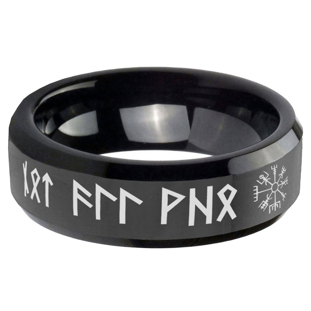 5mm Viking Beveled Edge Polish Black Tungsten Ring
