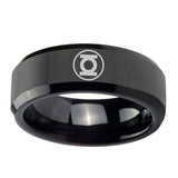 5, 8mm Green Lantern Beveled Edge Polish Black Unique Wedding Bands For Men