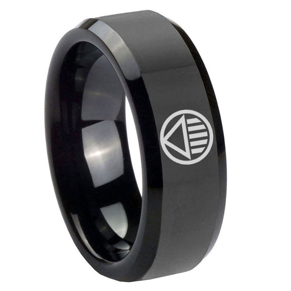 8mm Black Lantern Beveled Edge Polish Black Male Wedding Band
