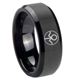 8mm Gray Lantern Beveled Edge Polish Black Men's Tungsten Wedding Bands