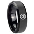 8mm Orange lantern Beveled Edge Polish Black Tungsten Ring