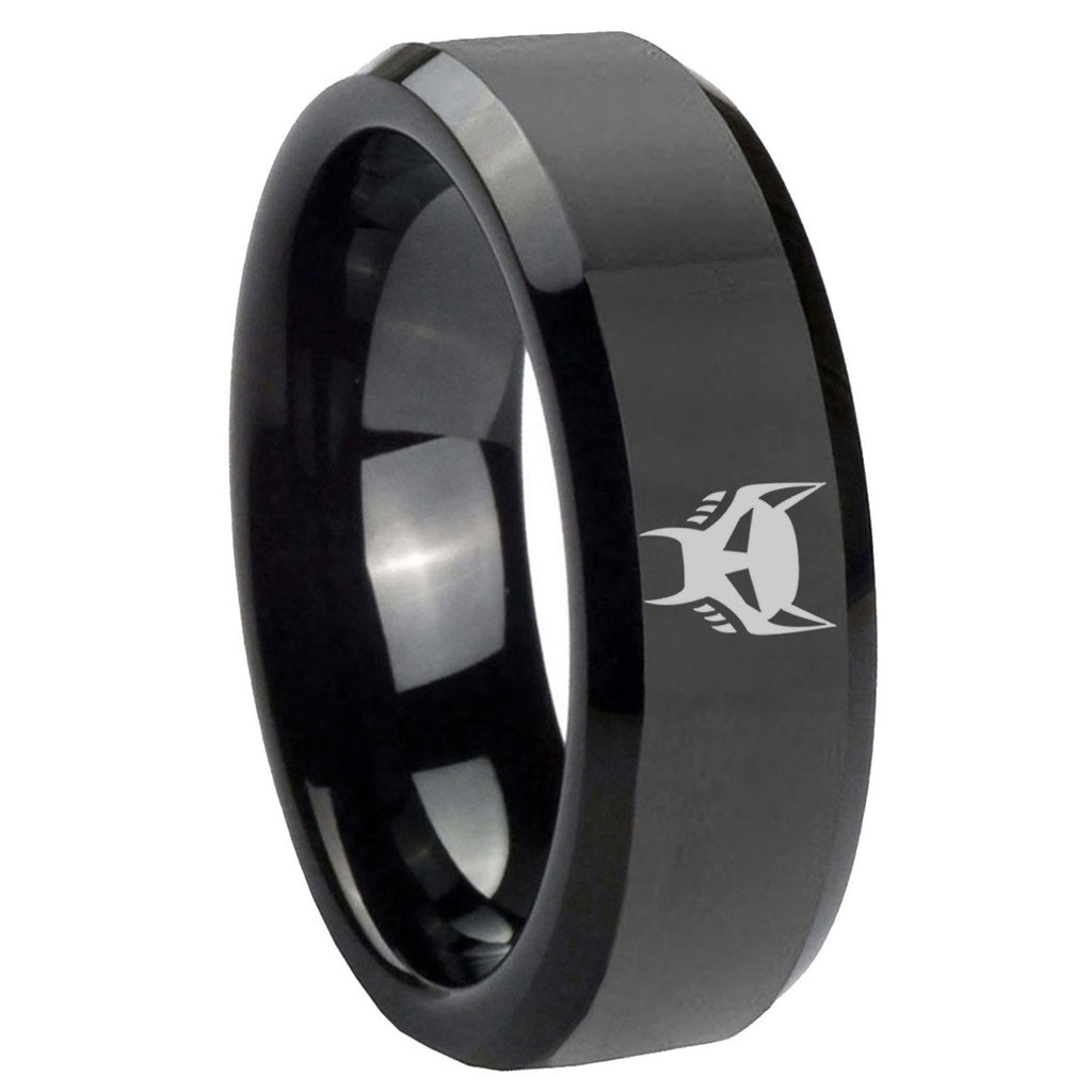 8mm Transformers Maximal Beveled Edge Polish Black Tungsten Ring