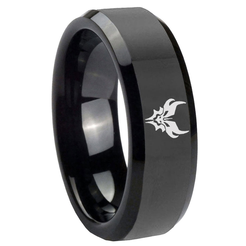 8mm Transformers Shatterback Beveled Edge Polish Black Tungsten Ring