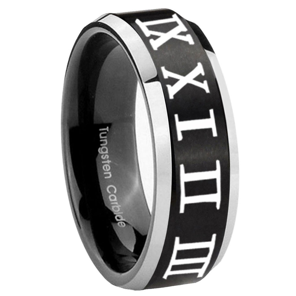 Etched Tribal Pattern Tungsten Carbide Mens Ring Set