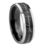 8mm Lord Of The Rings Beveled Edge Two Tone Black Comfort Fit Wedding Bands