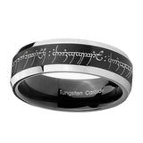 5, 8mm Lord Of The Rings Beveled Edge Two Tone Black Comfort Fit Wedding Bands