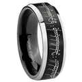 8MM Lord Of The Rings Beveled Two Tone Black Tungsten Wedding Band