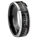8mm Lord Of The Rings Beveled Edge Two Tone Black Comfort Fit Wedding Bands