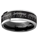 5, 8mm Lord Of The Rings Beveled Edge Two Tone Black Comfort Fit Wedding Bands
