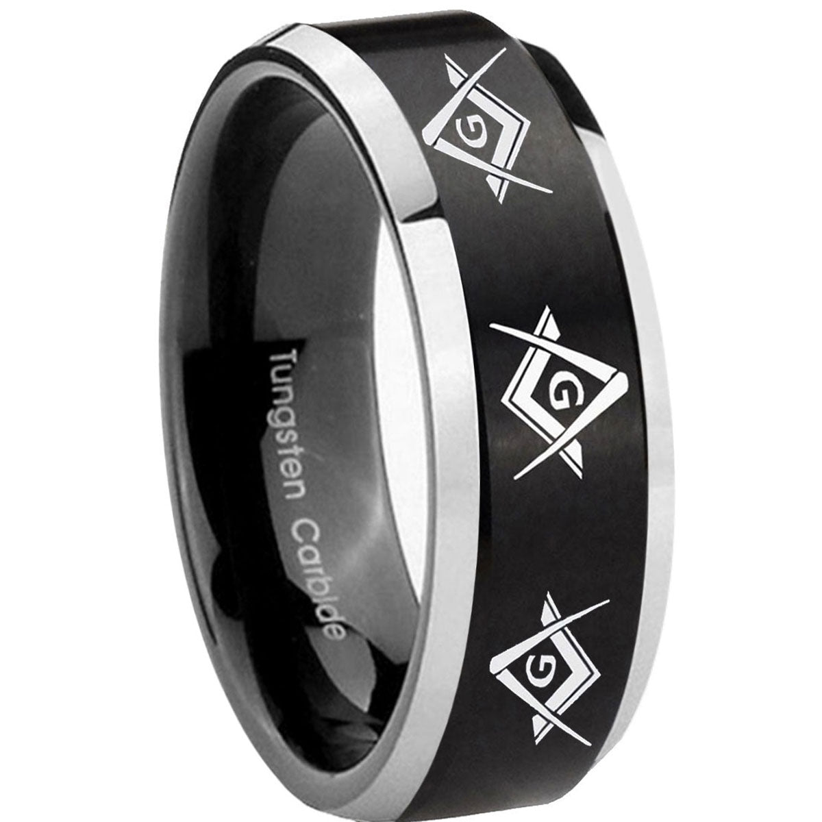 Flat Christian Cross Tungsten Carbide Bridal Set Ring