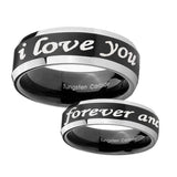 8mm-I-Love-You-Forever-and-ever-Beveled-Brush-Black-2-Tone-Tungsten-Men's-Ring