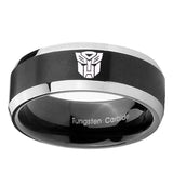 10mm-Transformers-Autobot-Beveled-Brush-Black-2-Tone-Tungsten-Men's-Band-Ring
