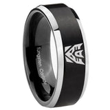 8mm Decepticon Transformers Beveled Brush Black 2 Tone Tungsten Engagement Ring