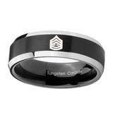 10mm-Army-Sergeant-Major-Beveled-Brush-Black-2-Tone-Tungsten-Mens-Wedding-Band