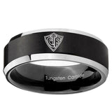 5, 8mm CTR Beveled Edge Brush Black 2 Tone Tungsten Ring