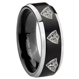 His Hers Multiple CTR Beveled Brush Black 2 Tone Tungsten Men's Promise Rings Set