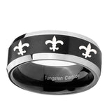 10mm-Multiple-Fleur-De-Lis-Beveled-Brush-Black-2-Tone-Tungsten-Promise-Ring