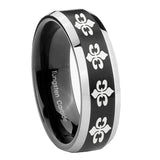 10mm-Multiple-Fleur-De-Lis-Beveled-Brush-Black-2-Tone-Tungsten-Promise-Ring