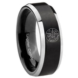 8mm Tetragrammaton Spiritual Kabbalah Beveled Edge Two Tone Black Men Ring Tungsten