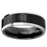 5, 8mm Tetragrammaton Spiritual Kabbalah Beveled Edge Two Tone Black Men Ring Tungsten
