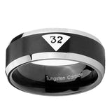 10mm-Masonic-32-Triangle-Design-Freemason-Beveled-Edges-Brush-Black-2-Tone-Tungsten-Carbide-Bands-Ring
