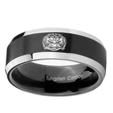 10mm-Masonic-32-Degree-Freemason-Beveled-Edges-Brush-Black-2-Tone-Tungsten-Carbide-Bands-Ring