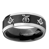10mm-Masonic-Shriners-Beveled-Brush-Black-2-Tone-Tungsten-Mens-Ring-Personalized