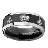 10mm-Masonic-32-Design-Beveled-Brush-Black-2-Tone-Tungsten-Men's-Promise-Rings