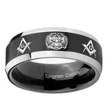 10mm-Masonic-32-Design-Beveled-Brush-Black-2-Tone-Tungsten-Men's-Promise-Rings