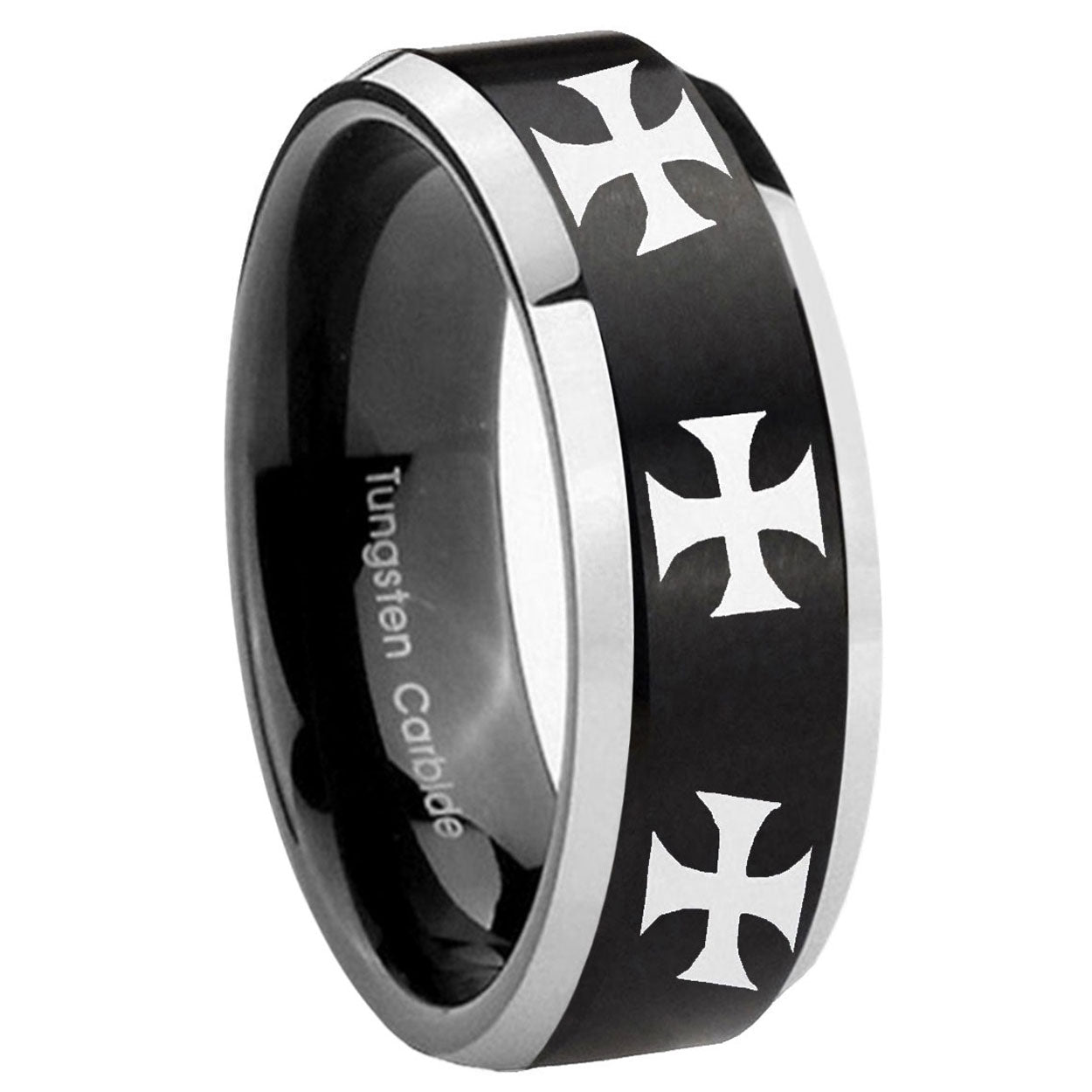 Celtic Triangle Fleur Delis Tungsten Carbide Wedding Set Rings