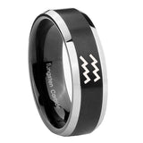 10mm-Aquarius-Horoscope-Beveled-Edges-Brush-Black-2-Tone-Tungsten-Promise-Ring