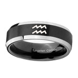 10mm-Aquarius-Horoscope-Beveled-Edges-Brush-Black-2-Tone-Tungsten-Promise-Ring