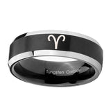 10mm-Aries-Zodiac-Beveled-Edges-Brush-Black-2-Tone-Tungsten-Rings-for-Men