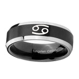 10mm-Cancer-Horoscope-Beveled-Brush-Black-2-Tone-Tungsten-Wedding-Band-Mens