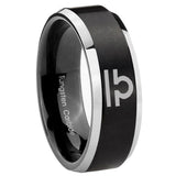 His Hers Libra Horoscope Beveled Brush Black 2 Tone Tungsten Mens Band Set