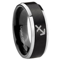 8MM Sagittarius Zodiac Beveled Two Tone Black Tungsten Ring For Him