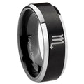 8MM Scorpio Horoscope Beveled Two Tone Black Tungsten Wedding Band