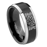 8mm-Celtic-Dog-Beveled-Edges-Brush-Black-2-Tone-Tungsten-Mens-Bands-Ring