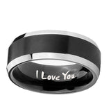 10mm-I-Love-You-Beveled-Brush-Black-2-Tone-Tungsten-Wedding-Engagement-Ring
