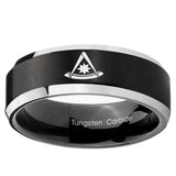 5, 8mm Pester Master Masonic Beveled Brush Black 2 Tone Tungsten Mens Promise Ring