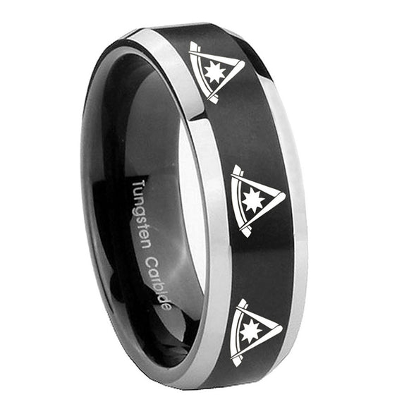 8mm-Multiple-Pester-Master-Masonic-Beveled-Brush-Black-2-Tone-Tungsten-Mens-Ring