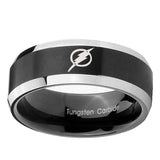 5, 8mm Flash Beveled Edge Two Tone Black Tungsten Mens Rings