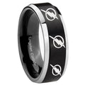 8MM Multiple Flash Beveled Two Tone Black Tungsten Custom Ring