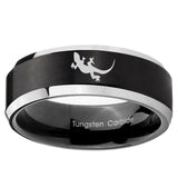 5, 8mm Lizard Beveled Edge Brush Black 2 Tone Tungsten Ring