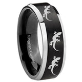 10mm Multiple Lizard Beveled Brush Black 2 Tone Tungsten Men's Engagement Ring