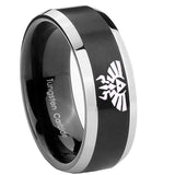 10mm-Zelda-Skyward-Sword-Beveled-Brush-Black-2-Tone-Tungsten-Men's-Promise-Rings